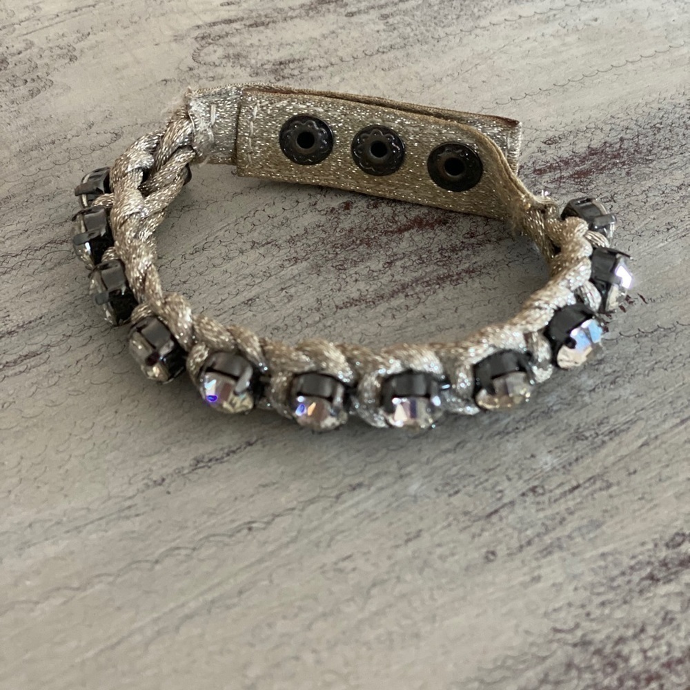 Henri Bendel  Snap Gun Metal Chrystal Bracelet​​​​​​​​​ - Picture 2 of 8